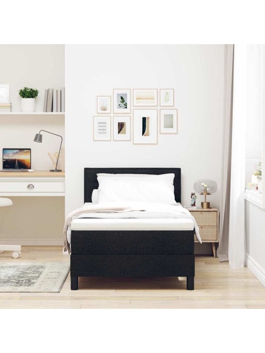 Kontinentālā gulta ar matraci melna 100 x 200 cm audums