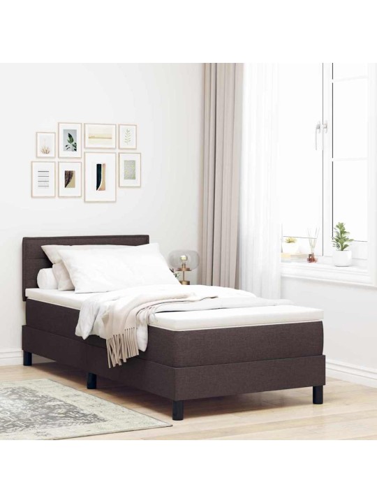 Kontinentālā gulta ar matraci tumši brūna 100 x 200 cm audums