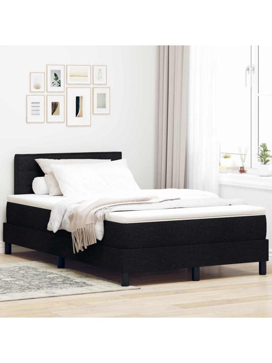Kontinentālā gulta ar matraci melna 120 x 190 cm audums
