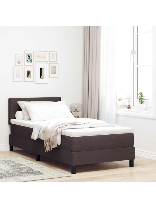 Kontinentālā gulta ar matraci tumši brūna 90 x 200 cm audums