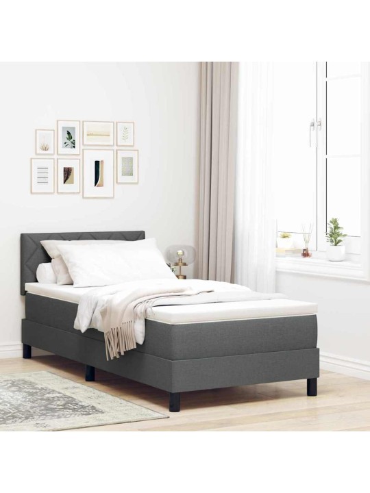 Kontinentālā gulta ar matraci tumši pelēks 90 x 190 cm audums