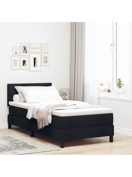 Kontinentālā gulta ar matraci melna 90 x 190 cm audums