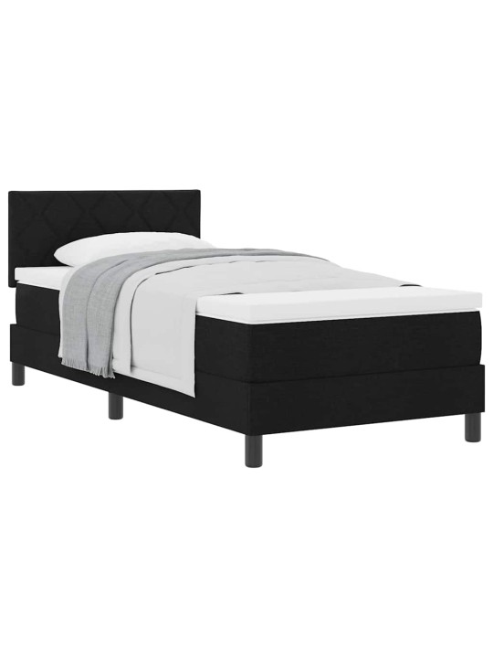 Kontinentālā gulta ar matraci melna 90 x 190 cm audums