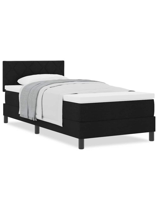 Kontinentālā gulta ar matraci melna 90 x 190 cm audums