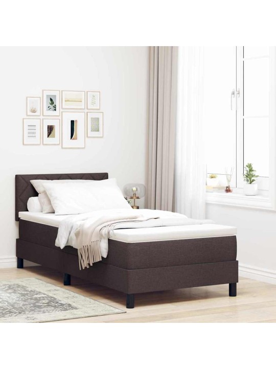 Kontinentālā gulta ar matraci tumši brūna 90 x 200 cm audums