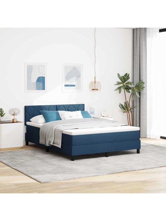 Kontinentālā gulta ar matraci zila 140 x 190 cm audums