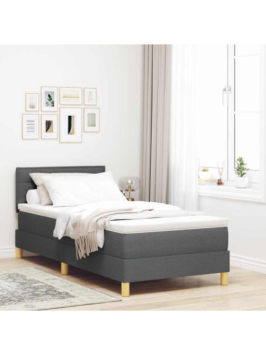 Kontinentālā gulta ar matraci tumši pelēka 90 x 190 cm audums