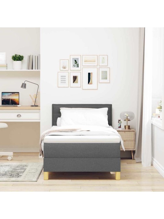 Kontinentālā gulta ar matraci tumši pelēka 90 x 190 cm audums