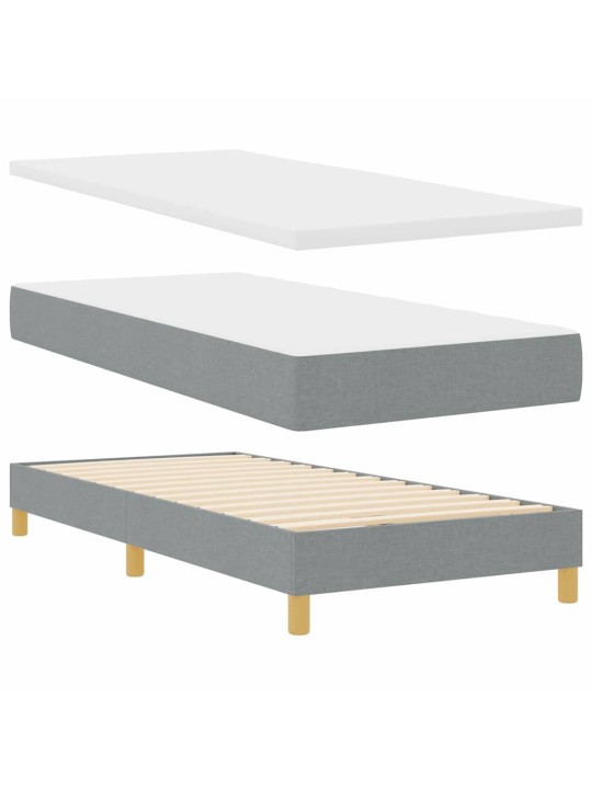 Kontinentālā gulta ar matraci gaiši pelēka 100 x 200 cm audums