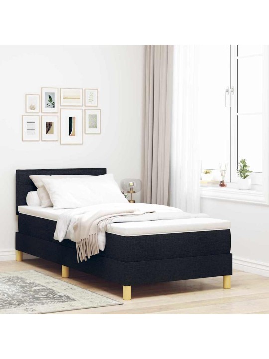 Kontinentālā gulta ar matraci melna 100 x 200 cm audums