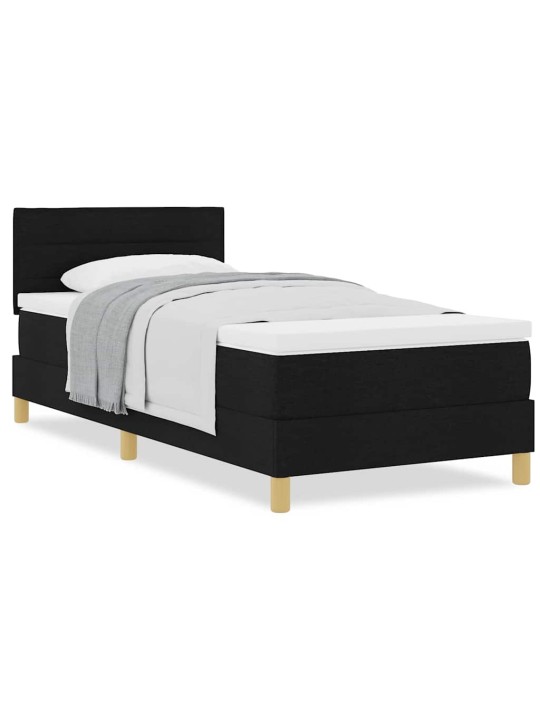 Kontinentālā gulta ar matraci melna 100 x 200 cm audums