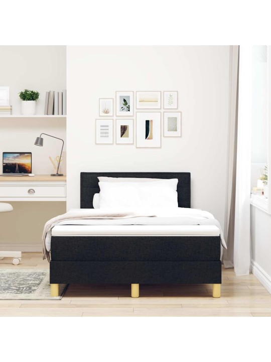 Kontinentālā gulta ar matraci melna 120 x 190 cm audums