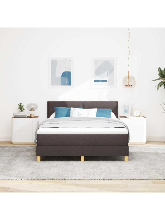 Kontinentālā gulta ar matraci tumši brūna 140 x 200 cm audums