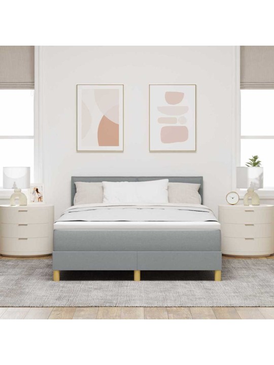 Kontinentālā gulta ar matraci gaiši pelēka 160 x 200 cm audums