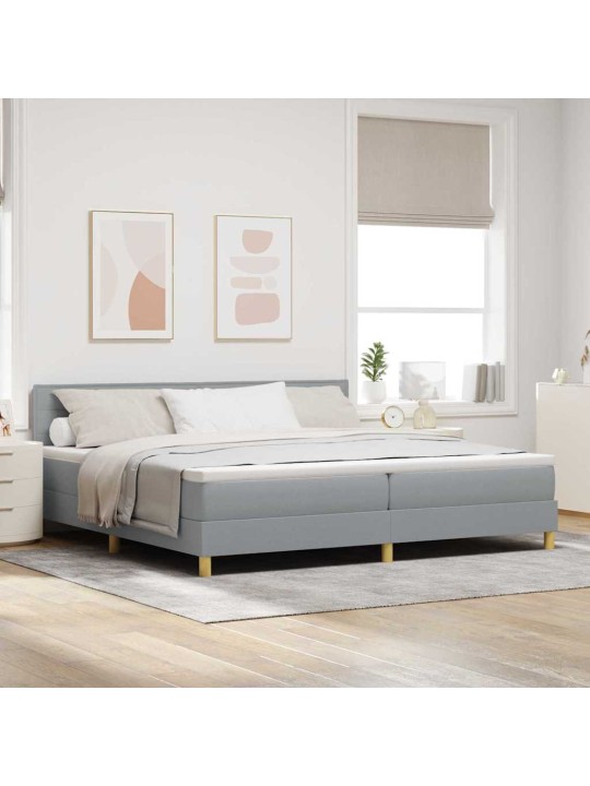 Kontinentālā gulta ar matraci gaiši pelēka 200 x 200 cm audums