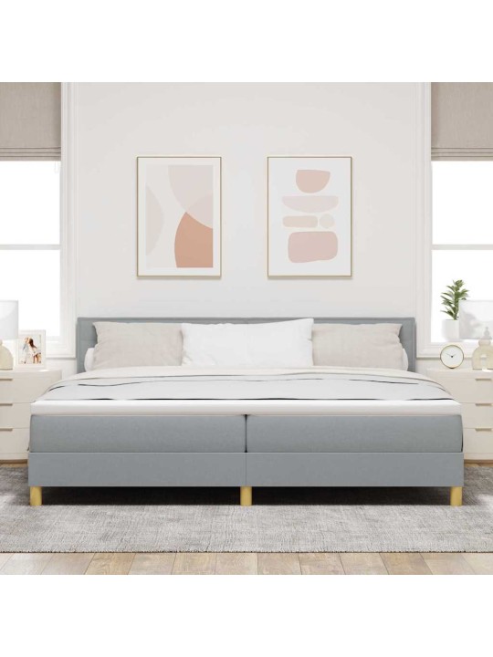 Kontinentālā gulta ar matraci gaiši pelēka 200 x 200 cm audums