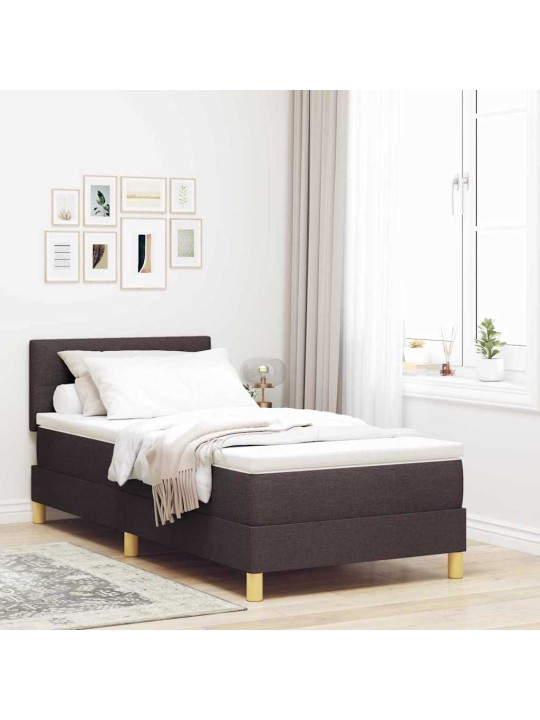 Kontinentālā gulta ar matraci tumši brūna 80 x 200 cm audums