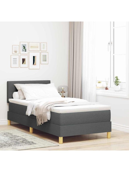 Kontinentālā gulta ar matraci tumši pelēka 90 x 190 cm audums