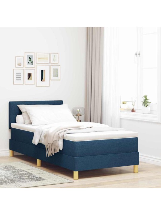 Kontinentālā gulta ar matraci zila 90 x 200 cm audums