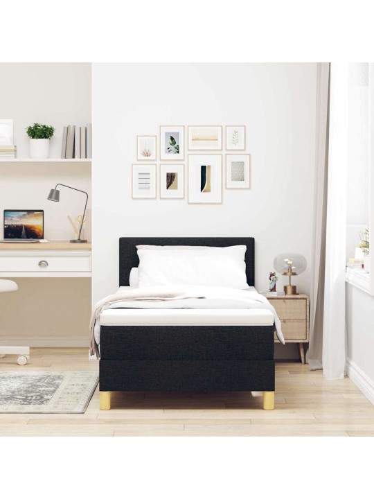 Kontinentālā gulta ar matraci melna 100 x 200 cm audums