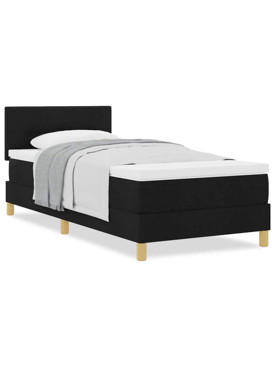 Kontinentālā gulta ar matraci melna 100 x 200 cm audums
