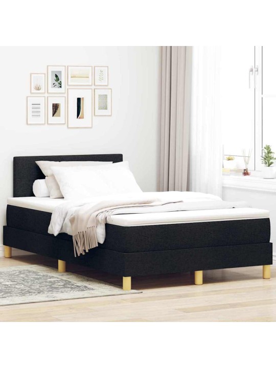 Kontinentālā gulta ar matraci melna 120 x 190 cm audums