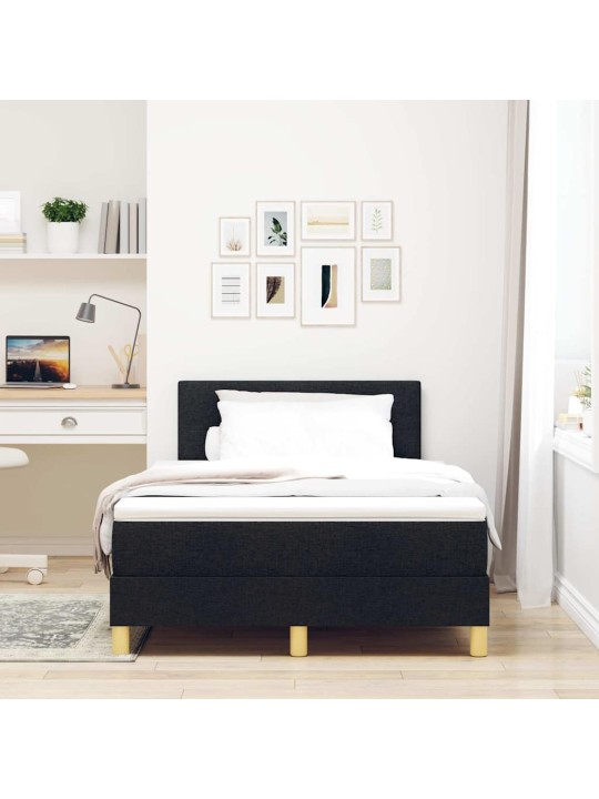 Kontinentālā gulta ar matraci melna 120 x 190 cm audums