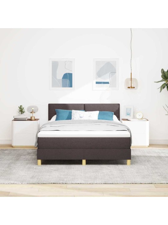 Kontinentālā gulta ar matraci tumši brūna 140 x 200 cm audums
