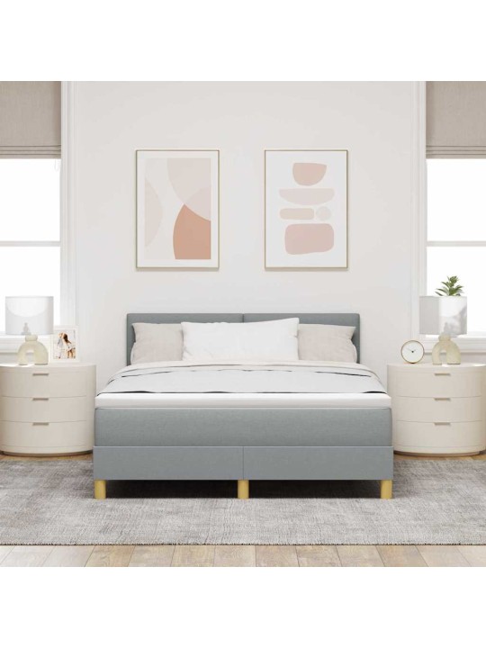 Kontinentālā gulta ar matraci gaiši pelēka 160 x 200 cm audums