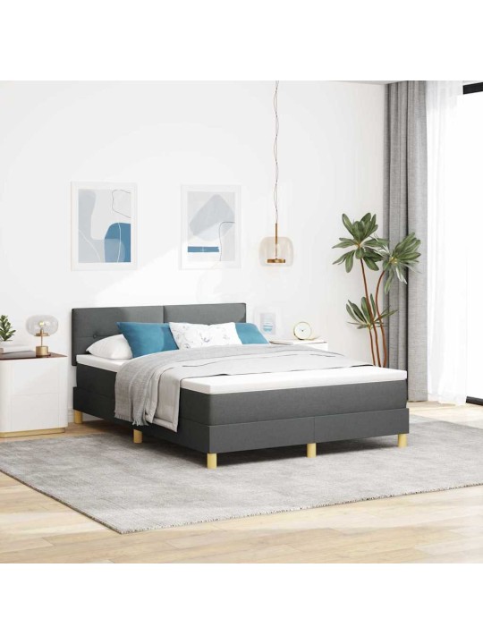 Kontinentālā gulta ar matraci tumši pelēka 160 x 200 cm audums