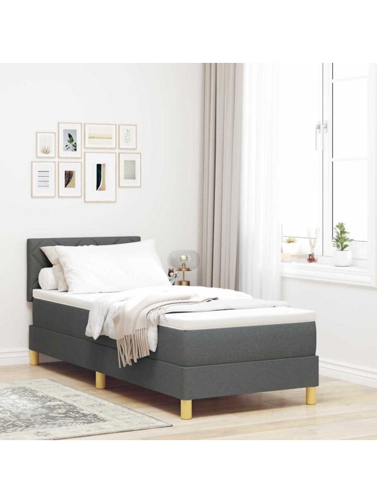 Kontinentālā gulta ar matraci tumši pelēka 80 x 200 cm audums