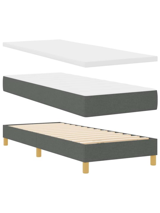 Kontinentālā gulta ar matraci tumši pelēka 80 x 200 cm audums