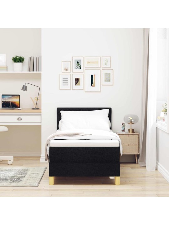 Kontinentālā gulta ar matraci melna 80 x 200 cm audums
