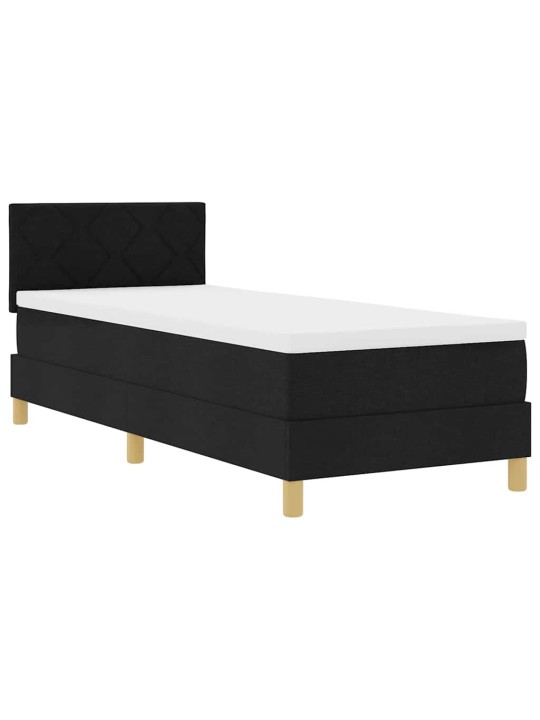 Kontinentālā gulta ar matraci melna 80 x 200 cm audums