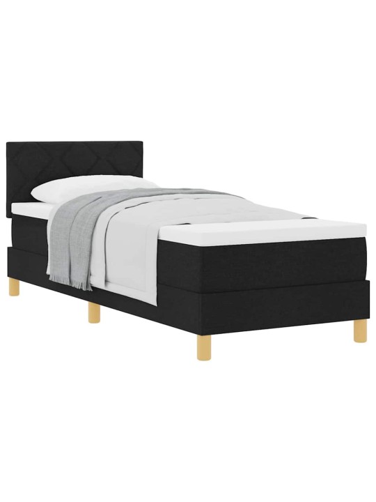 Kontinentālā gulta ar matraci melna 80 x 200 cm audums
