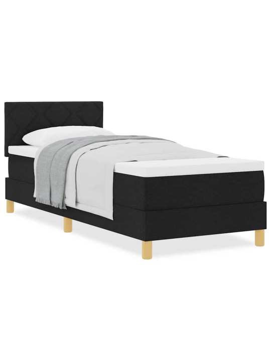 Kontinentālā gulta ar matraci melna 80 x 200 cm audums