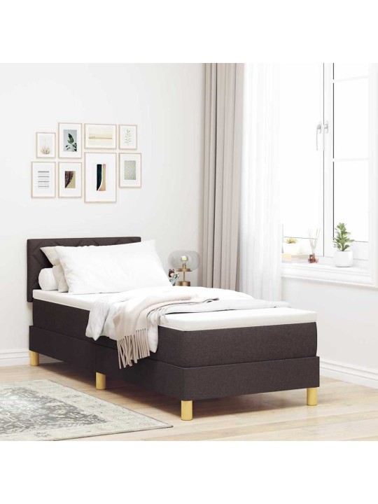 Kontinentālā gulta ar matraci tumši brūna 80 x 200 cm audums