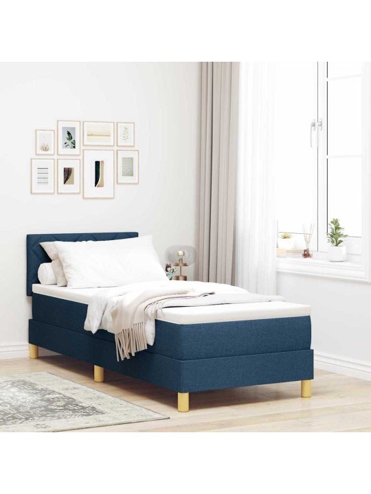Kontinentālā gulta ar matraci zila 80 x 200 cm audums