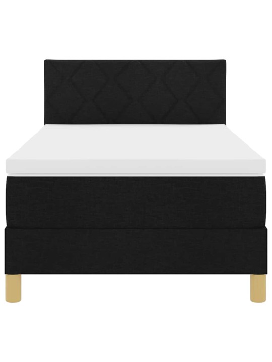 Kontinentālā gulta ar matraci melna 90 x 190 cm audums