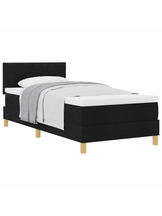 Kontinentālā gulta ar matraci melna 100 x 200 cm audums