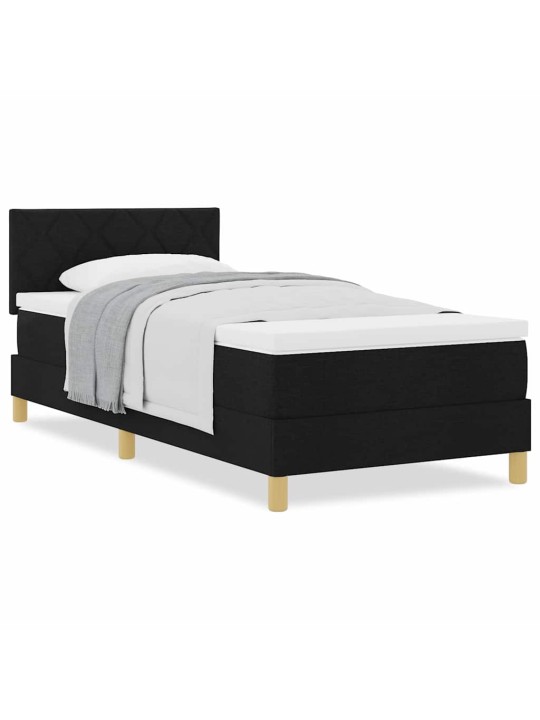 Kontinentālā gulta ar matraci melna 100 x 200 cm audums