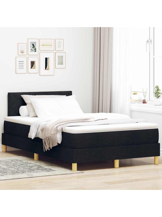 Kontinentālā gulta ar matraci melna 120 x 190 cm audums