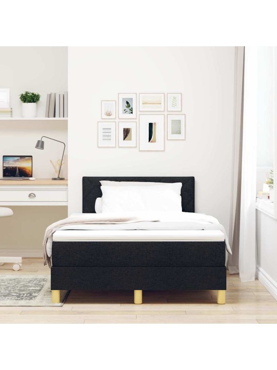 Kontinentālā gulta ar matraci melna 120 x 190 cm audums