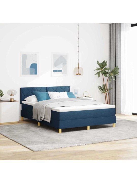 Kontinentālā gulta ar matraci zila 140 x 190 cm audums