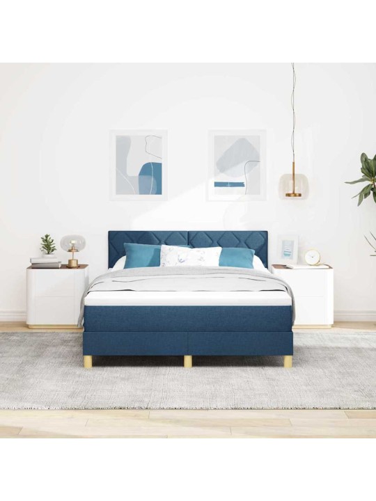 Kontinentālā gulta ar matraci zila 140 x 190 cm audums