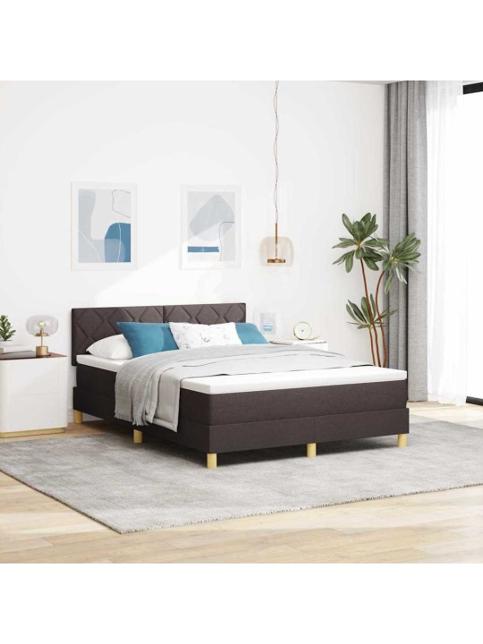 Kontinentālā gulta ar matraci tumši brūna 140 x 200 cm audums