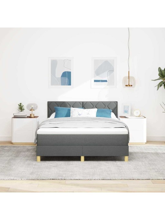 Kontinentālā gulta ar matraci tumši pelēks 160 x 200 cm audums