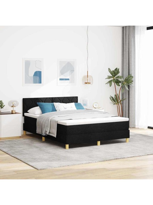 Kontinentālā gulta ar matraci melna 160 x 200 cm audums
