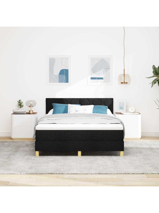 Kontinentālā gulta ar matraci melna 160 x 200 cm audums
