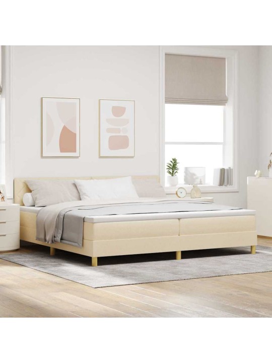 Kontinentālā gulta ar matraci krēmkrāsa 200 x 200 cm audums